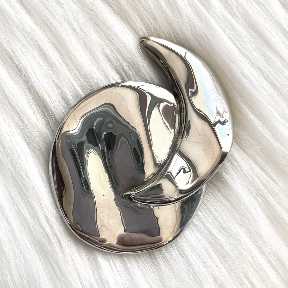 XL Vintage Sterling Silver Sun & Moon Pendant / Brooch • Electroformed Pin